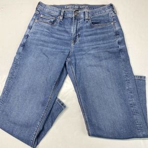 American Eagle 90s Straight Jeans Sz 10 XShort Womens Stretch Denim Blue Jeans